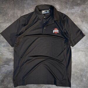 Ohio State Buckeyes Black Cutter & Buck Dry Fit DryTec Golf Polo Shirt Medium